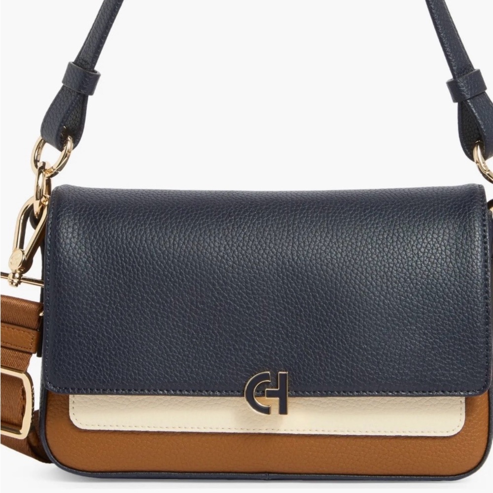 Cole Haan, Shoulder Bag in Navy, White & Brown - Picture 4 of 4